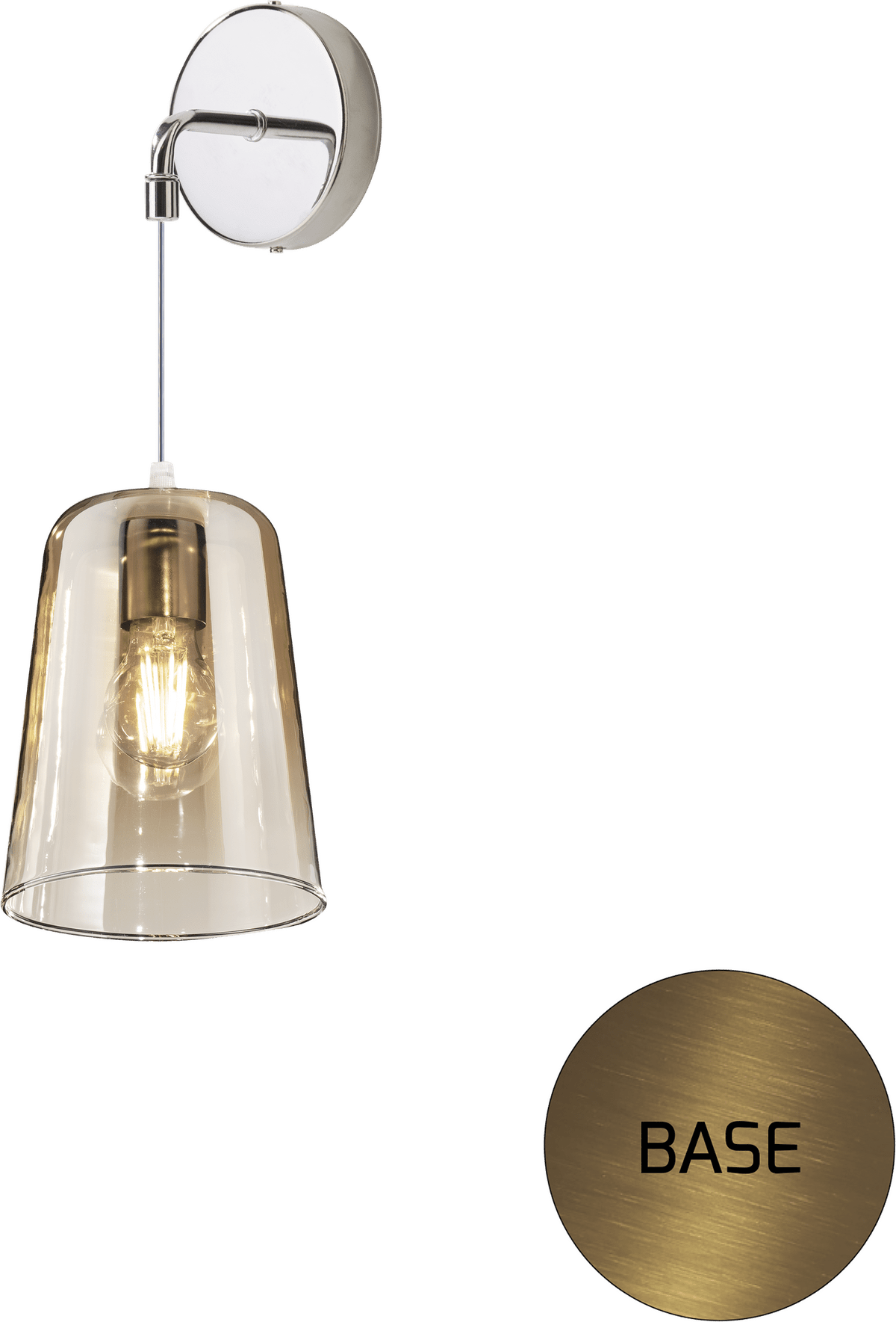 1164OS/A-AM SHADED APPLIQUE OTTONE SAT. REGOLABILE 1 LUCE AMBRA