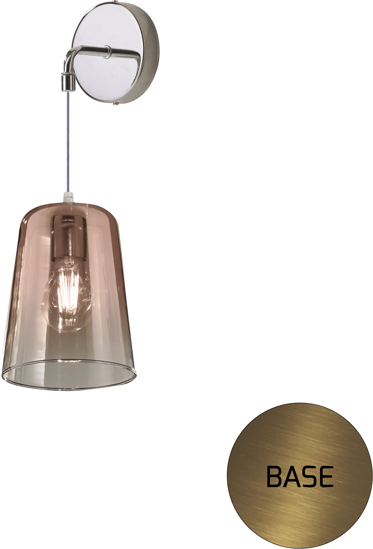 1164OS/A-RA SHADED APPLIQUE OTTONE SAT. REGOLABILE 1 LUCE RAME