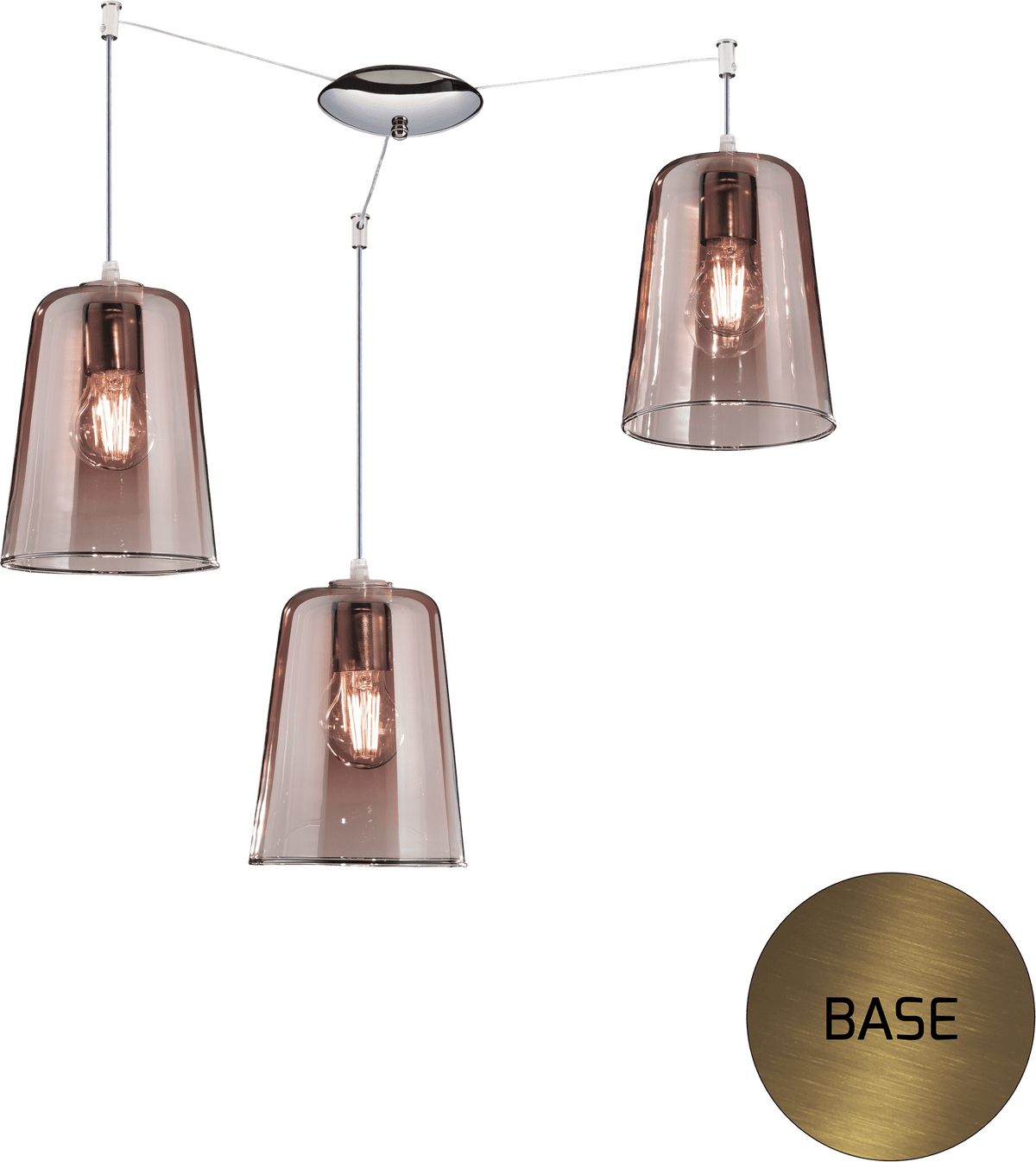 1164OS/S3 S-RA SHADED SOSP. OTTONE SAT. SPOSTABILE 3 LUCI RAME